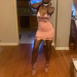 Sexy Pink Lace Bodycon